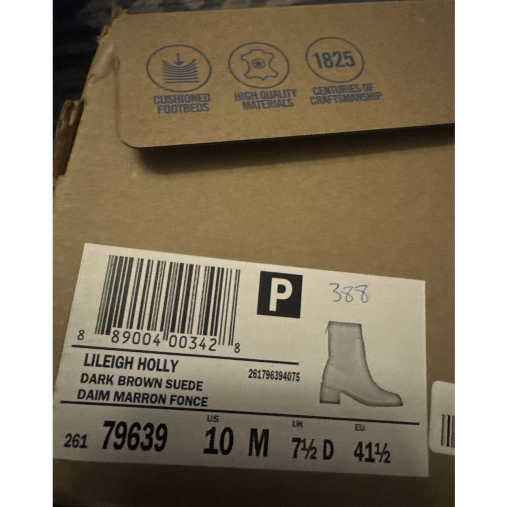 Clarks Women's Lileigh Holly Ankle Boot, Dark Brown Suede 10 M NIB NEW - Picture 2 of 7